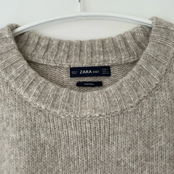 Zara Wool Blend Sweater in Light Gray Beige Size S - Picture 3 of 9